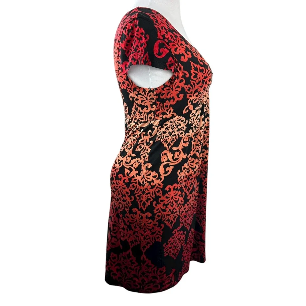 Soma Ombre Damask Short Sleeve V-Neck Jersey Mini Lightweight Sleep Dress Large - Picture 6 of 9
